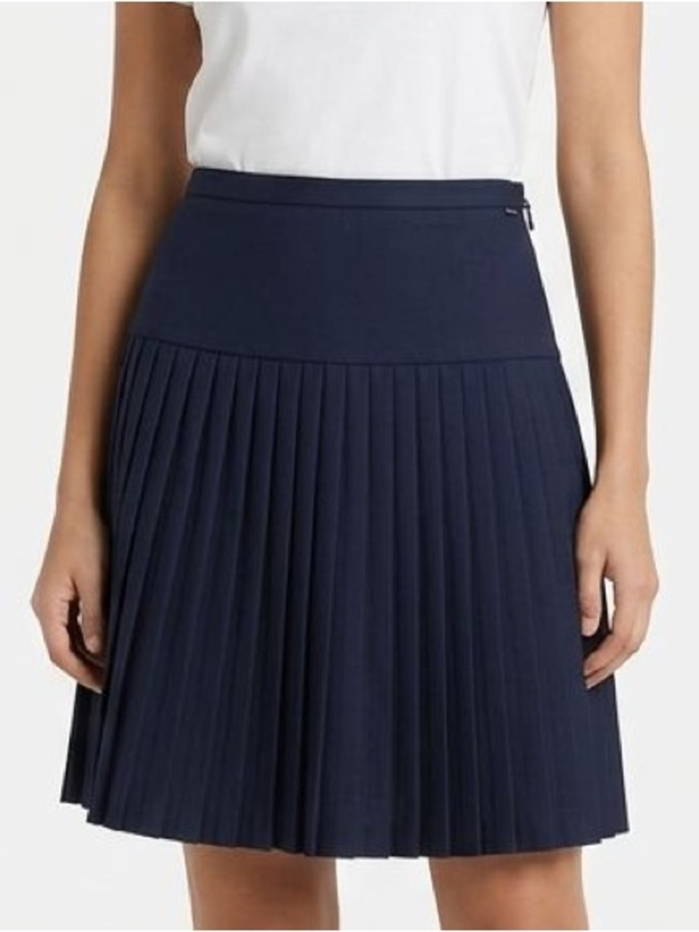 J. Crew Navy Pleated Circle Skirt